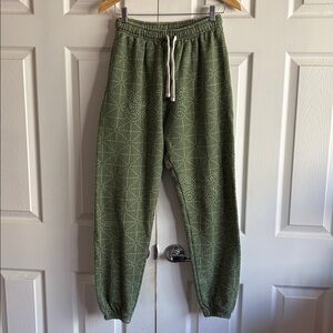 Camp High Collective Green Geometric Print Butterfly Shroom Joggers